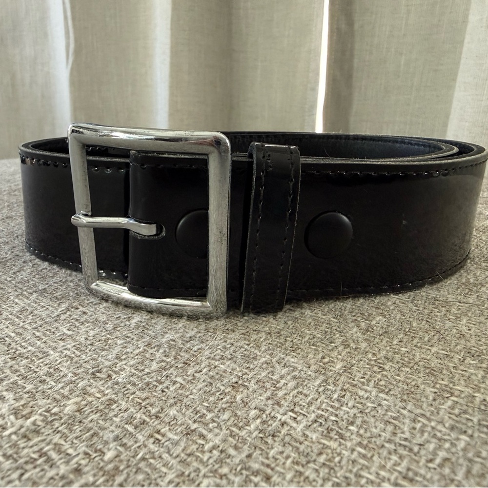 Boston Leather Black Belt Size 36 Made in USA Workwear Uniform Classic